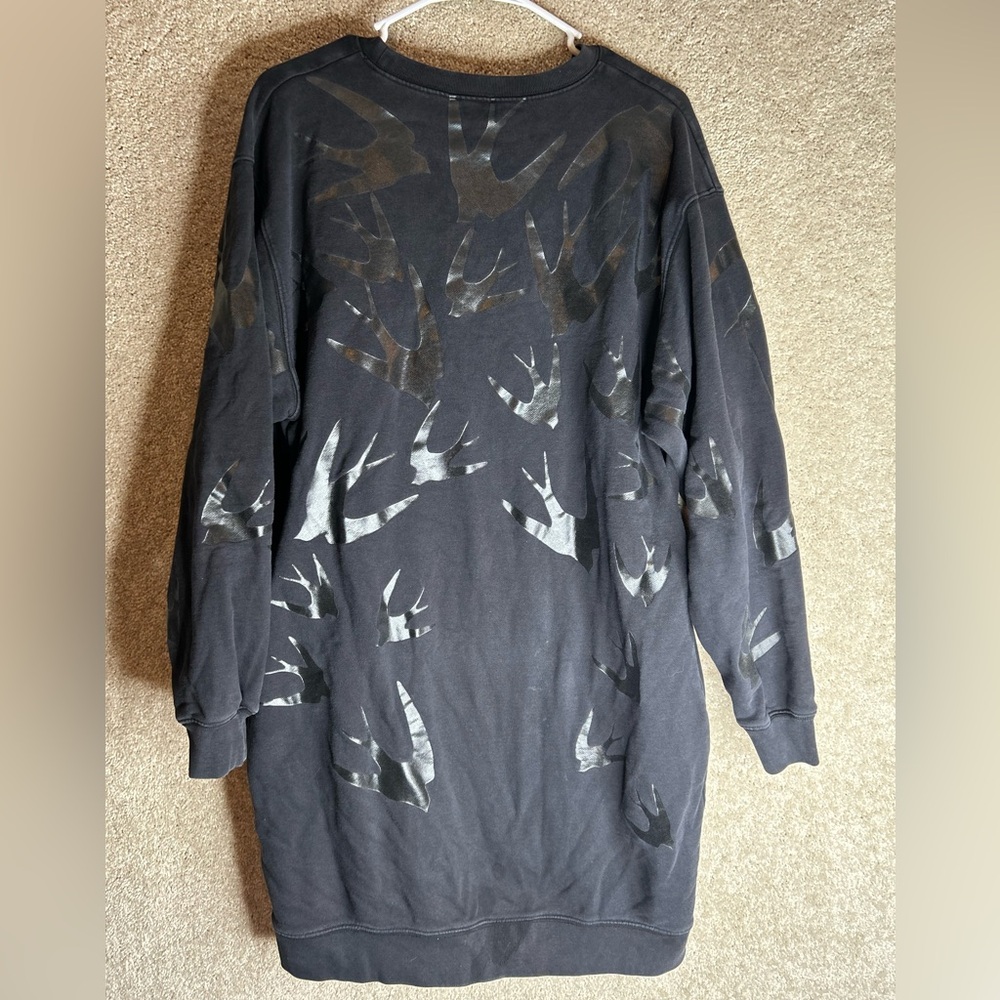 Alexander McQueen Black Swallow Print sweatshirt dress large - Picture 5 of 7